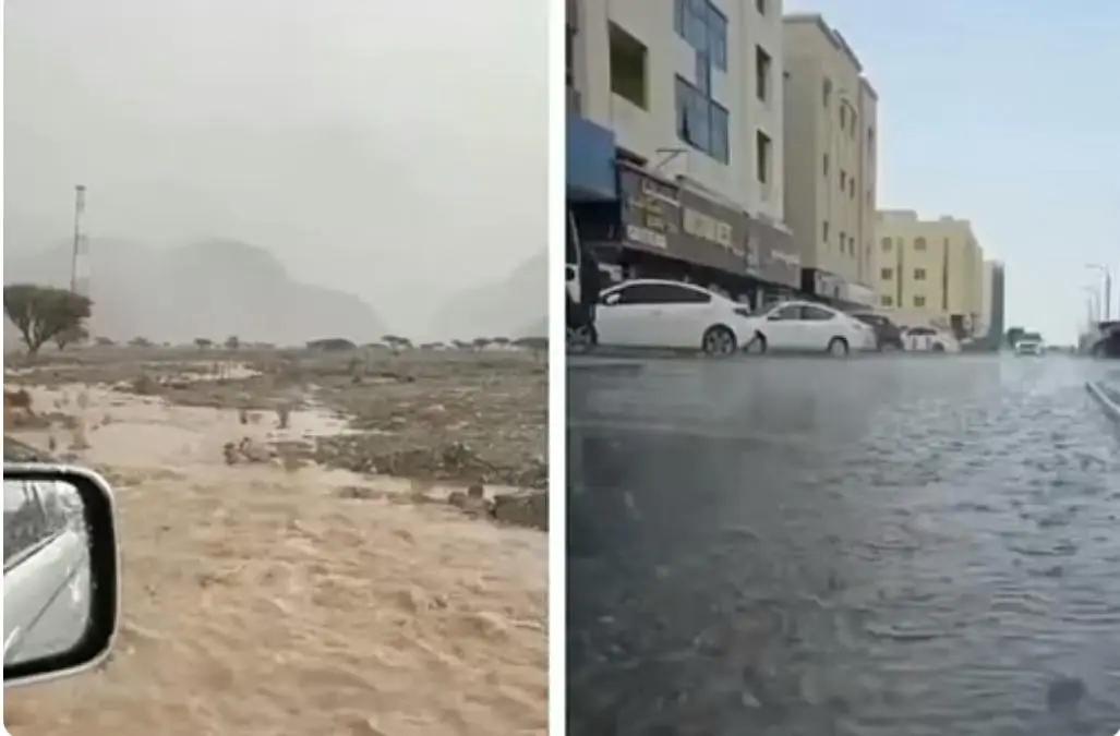 യുഎഇയിൽ മഴ: തോടുകളായി മാറി മരുഭൂമി, നിർത്താതെ മഴ പെയ്തു, റോഡുകളിൽ വെള്ളക്കെട്ട്