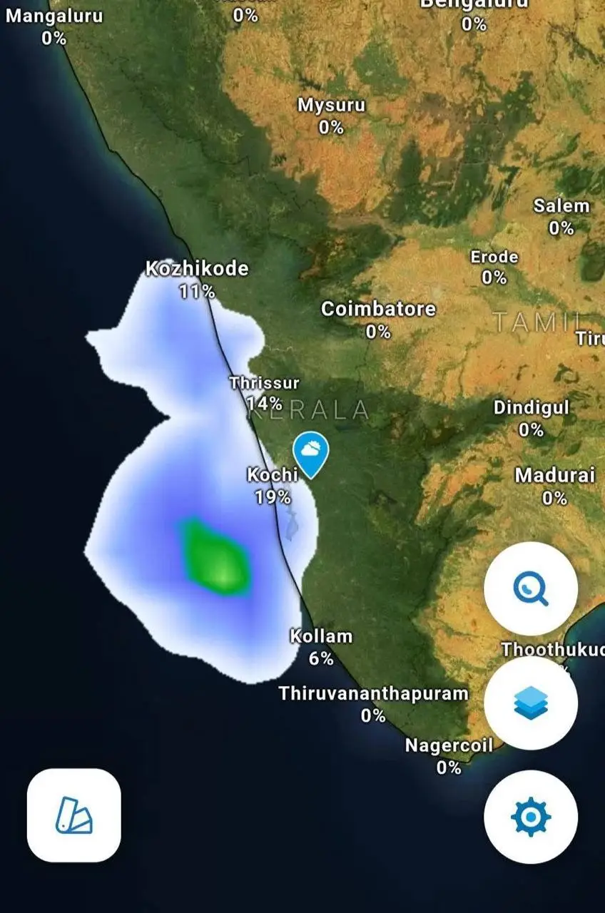 കോഴിക്കോട്, എറണാകുളം ഭാഗങ്ങളിൽ ചാറ്റൽ മഴ പ്രതീക്ഷിക്കാം, വെതർ സിസ്റ്റം രൂപം കൊള്ളാൻ സാധ്യത