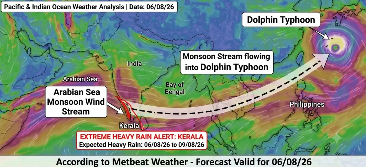 6,800 കി.മി അകലെ കേരളത്തിന് ഭീഷണിയായി ഡോൾഫിൻ ചുഴലിക്കാറ്റ്, വ്യാഴം മുതൽ മഴ ശക്തമാകാൻ സാധ്യത